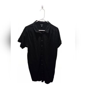 Well Worn Black Button-Up Linen Blend Dress